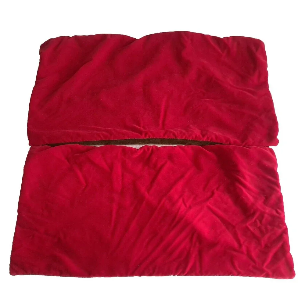 Custom‎ Vintage Pair TAPESTRY Velvet Floral Pillow Cover Appx. 27'x16' Red, Gold
